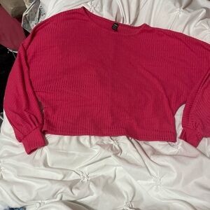 SHEIN Hot Pink Ribbed Cropped Top